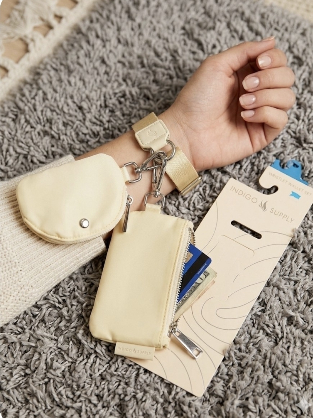 Indigo Supply Cream Wristlet Card Wallet Set